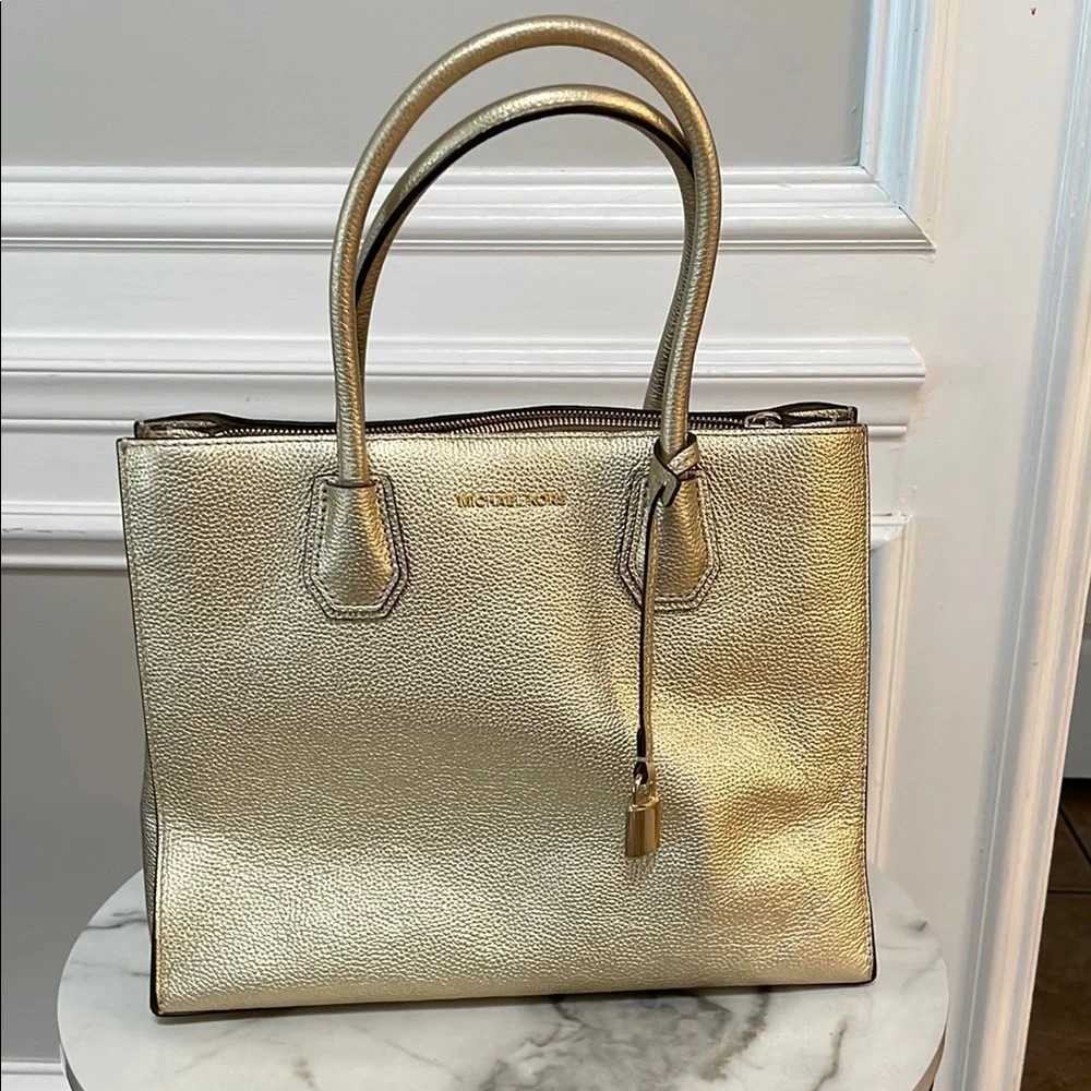 Michael Kors Gold Structured Tote Bag